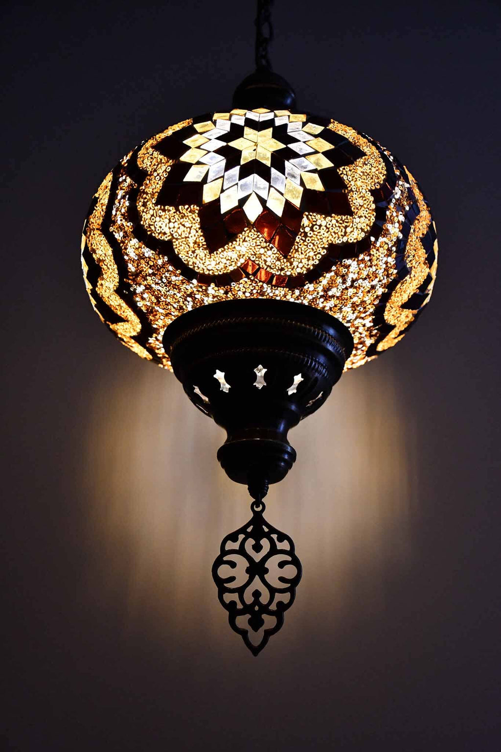 Turkish Pendant Light Brown Beads Flower Design B4 Lighting Sydney Grand Bazaar 