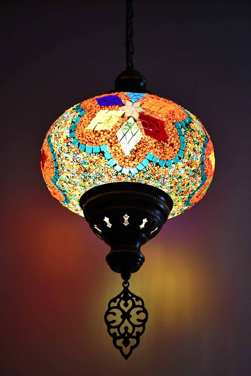 Turkish Pendant Light Colorful Beads Orange Flower B4 Lighting Sydney Grand Bazaar 