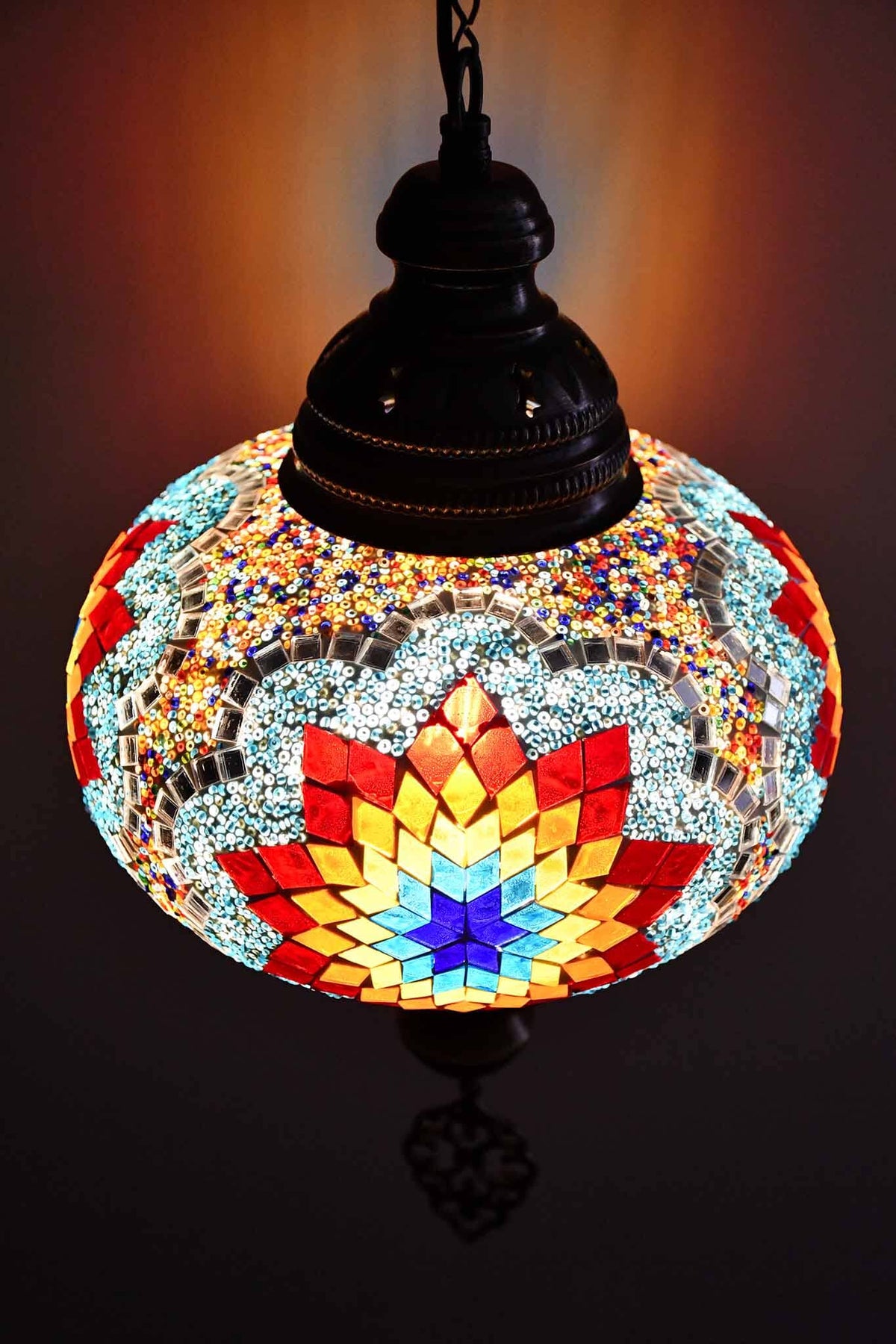 Turkish Pendant Light Colourful Bead Turquoise Flower B4 Lighting Sydney Grand Bazaar 