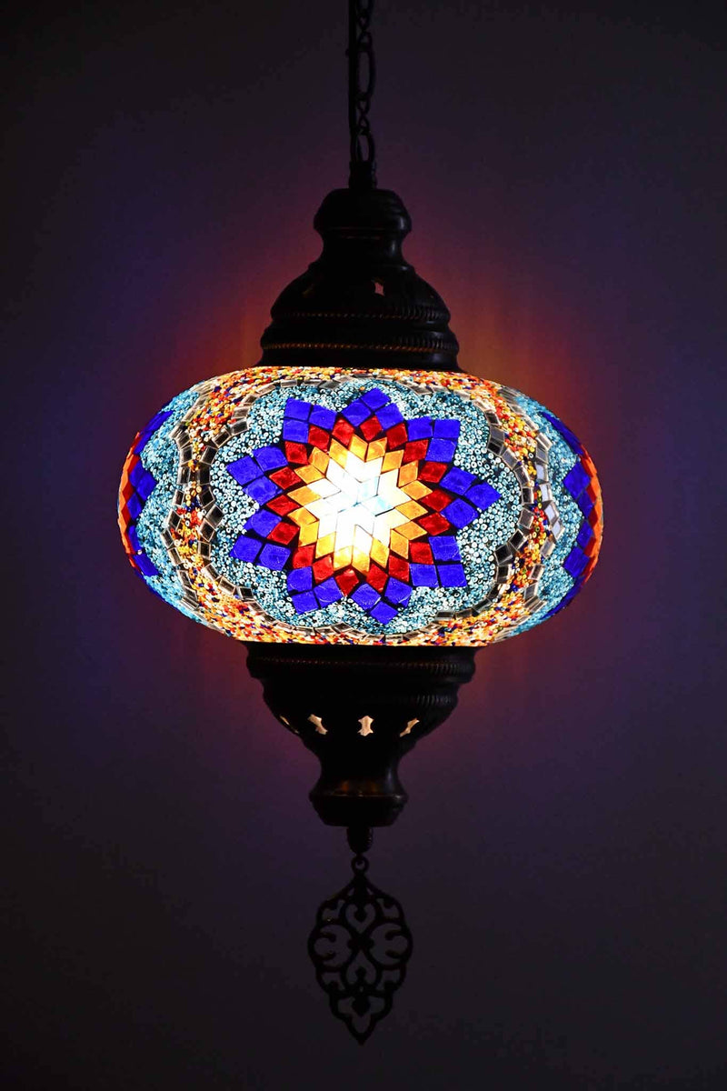 Turkish Pendant Light Colourful Beads Blue Flower B4 Lighting Sydney Grand Bazaar 