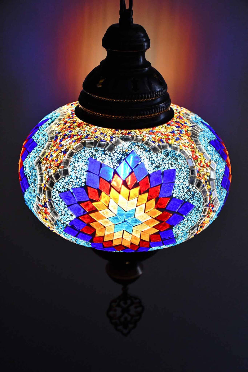 Turkish Pendant Light Colourful Beads Blue Flower B4 Lighting Sydney Grand Bazaar 
