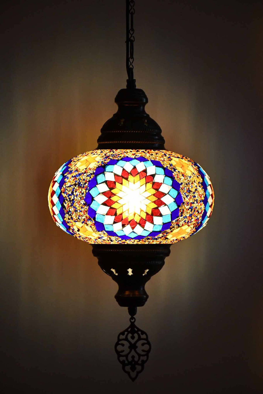 Turkish Pendant Lights Colourful Beads Star Design Crafted Ceiling