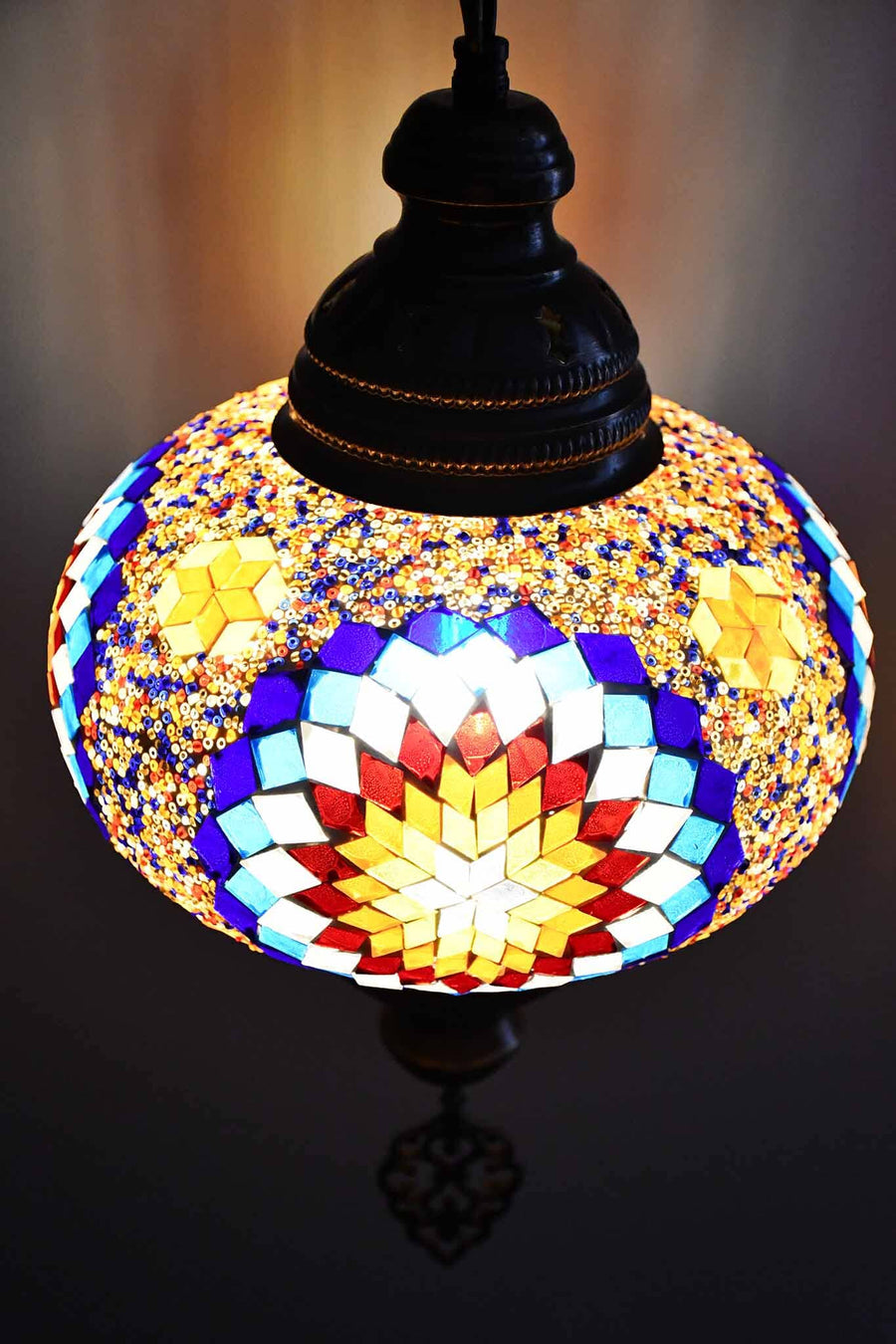 Turkish Pendant Lights Colourful Beads Star Design Crafted Ceiling