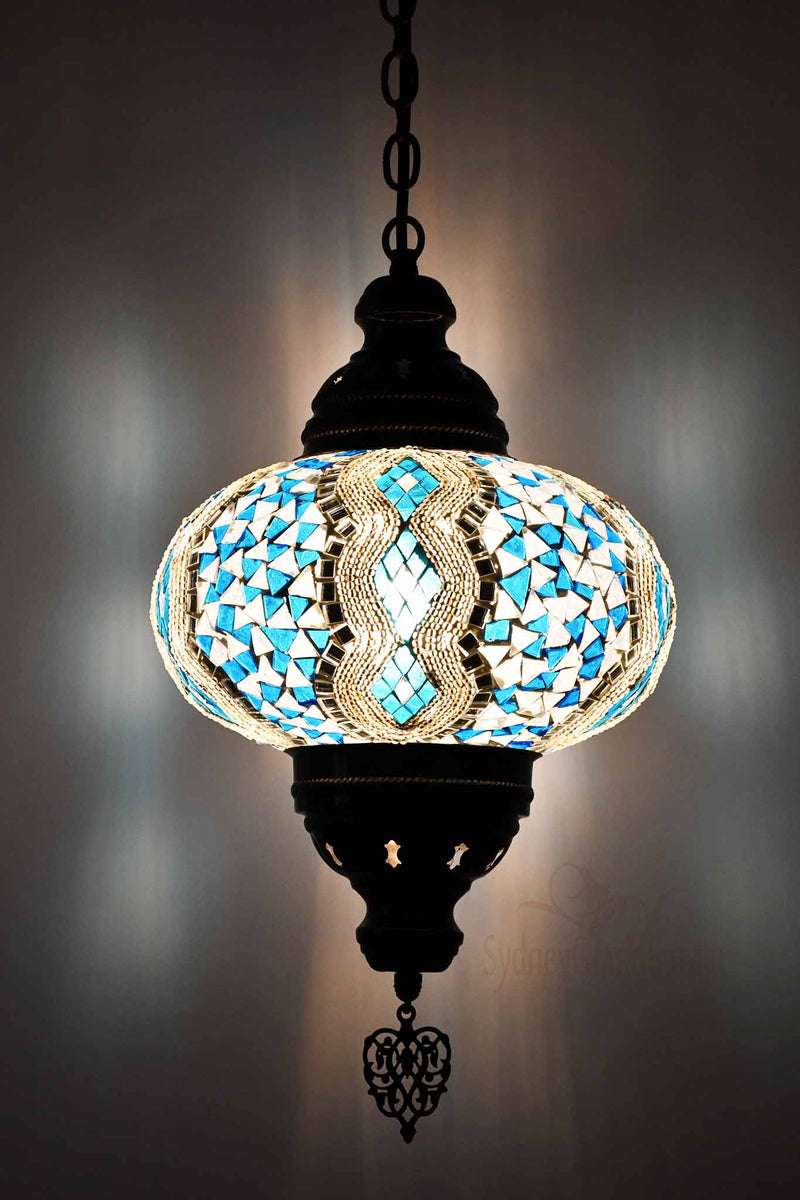 Turkish Pendant Light Diamond Design Turquoise B4 Lighting Sydney Grand Bazaar 