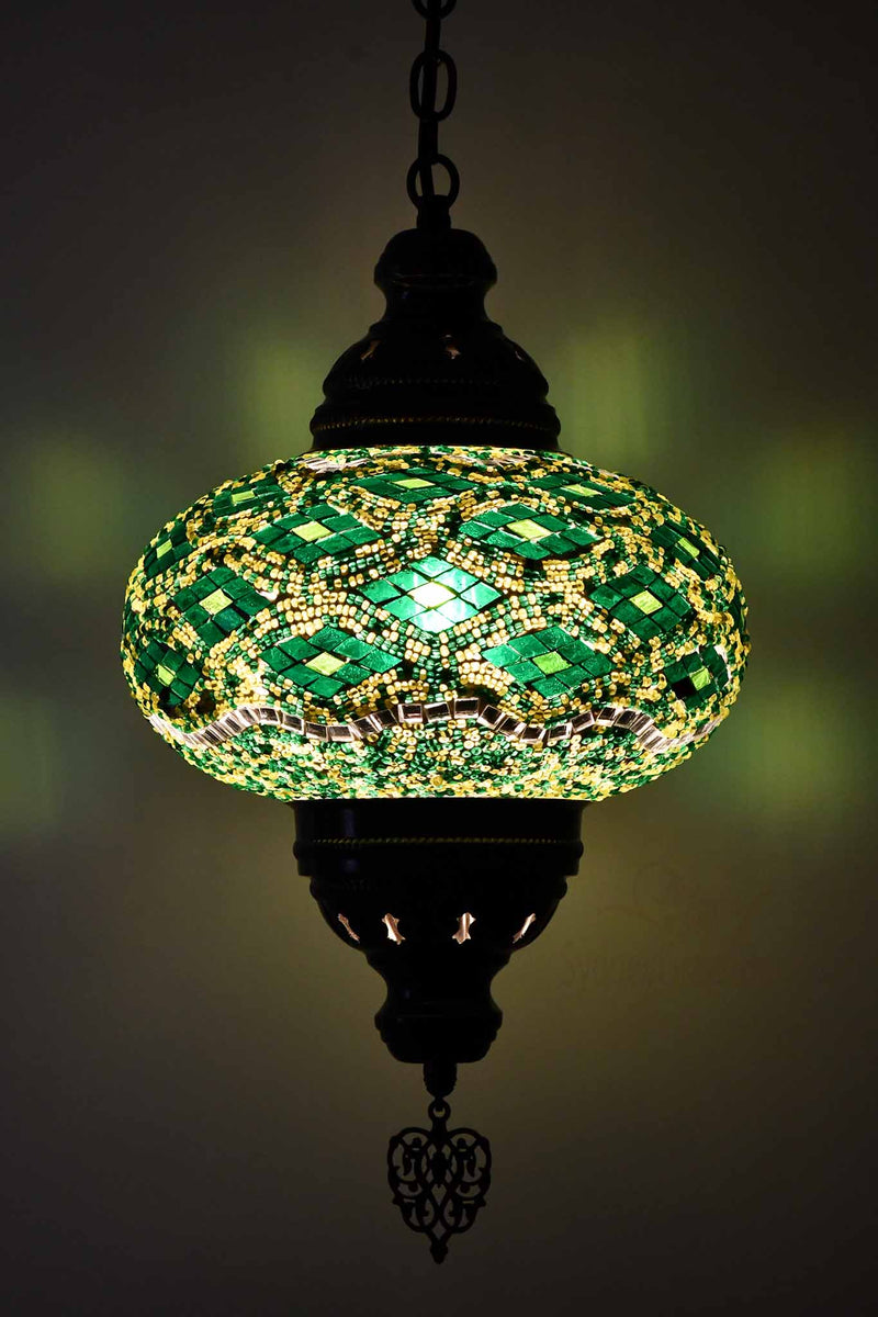 Turkish Pendant Light Kilim Beads Green B4 Lighting Sydney Grand Bazaar 