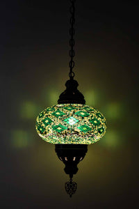 Turkish Pendant Light Kilim Beads Green B4 Lighting Sydney Grand Bazaar 