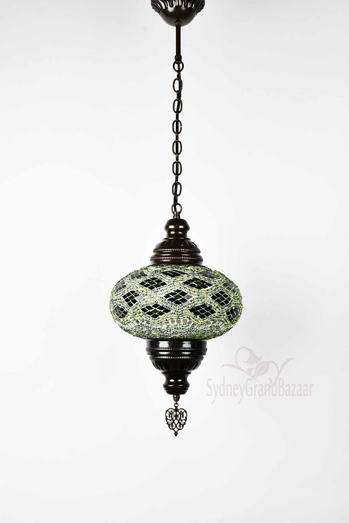 Turkish Pendant Light Kilim Beads Green B4 Lighting Sydney Grand Bazaar 
