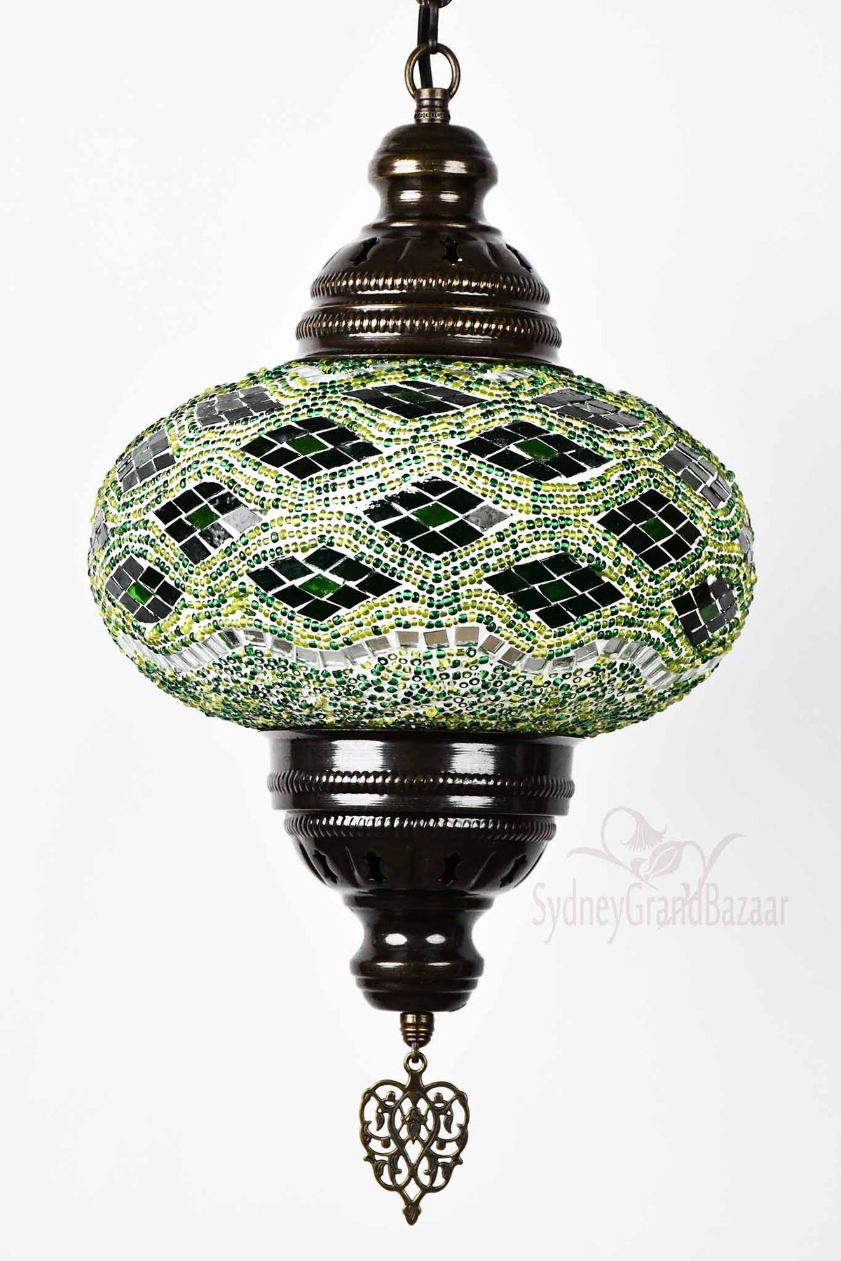Turkish Pendant Light Kilim Beads Green B4 Lighting Sydney Grand Bazaar 