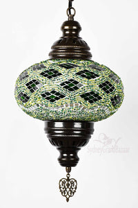 Turkish Pendant Light Kilim Beads Green B4 Lighting Sydney Grand Bazaar 