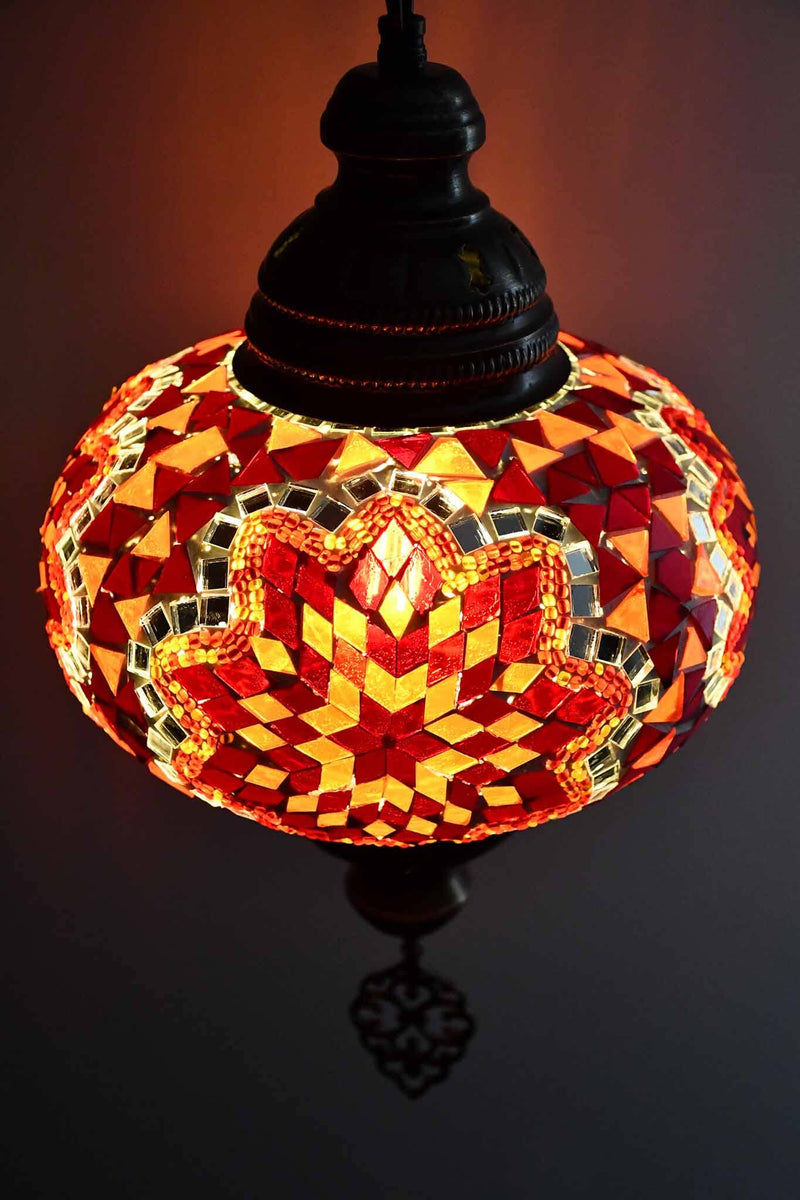 Turkish Pendant Light Mosaic Red Orange B4 Lighting Sydney Grand Bazaar 
