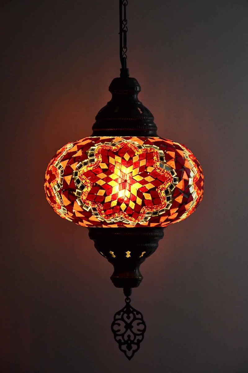 Turkish Pendant Light Mosaic Red Orange B4 Lighting Sydney Grand Bazaar 