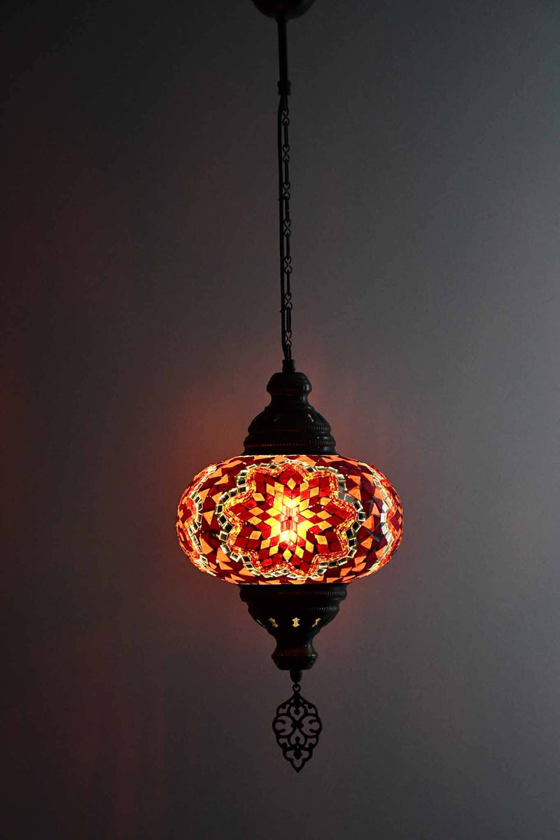 Turkish Pendant Light Mosaic Red Orange B4 Lighting Sydney Grand Bazaar 