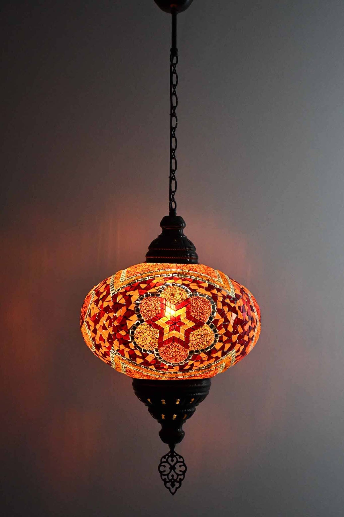 Turkish Pendant Light Orange Mosaic Flower B5 Lighting Sydney Grand Bazaar 