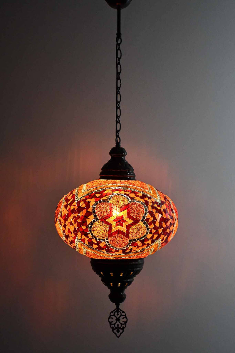 Turkish Pendant Light Orange Mosaic Flower B5 Lighting Sydney Grand Bazaar 