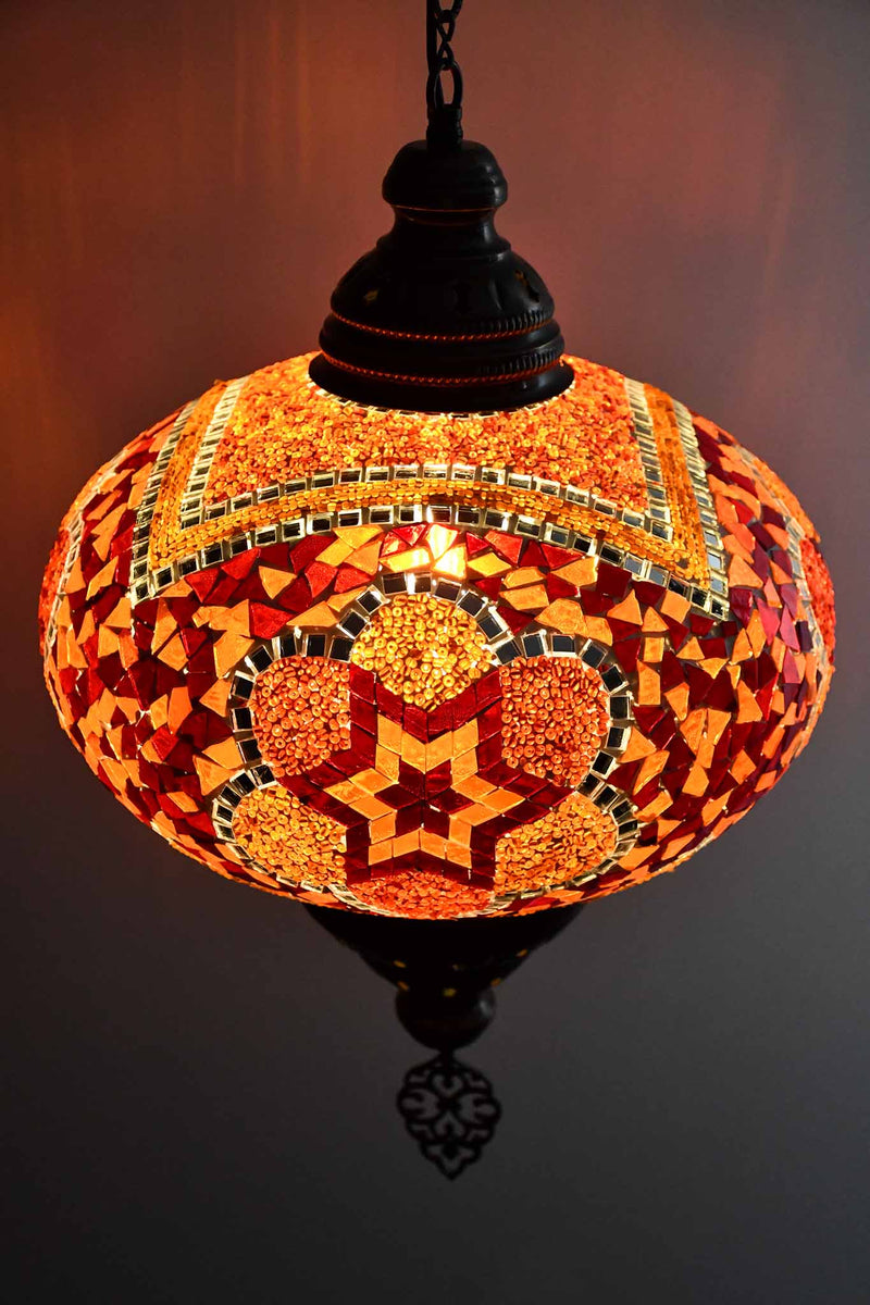Turkish Pendant Light Orange Mosaic Flower B5 Lighting Sydney Grand Bazaar 