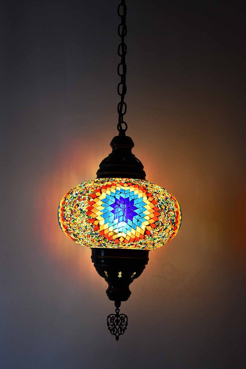 Turkish Pendant Light Rainbow Mosaic Star B4 Lighting Sydney Grand Bazaar 