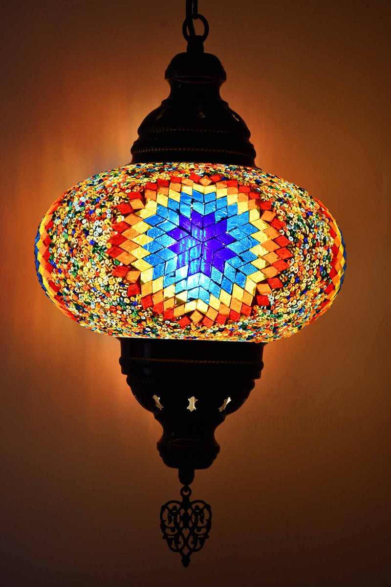 Turkish Pendant Light Rainbow Mosaic Star B4 Lighting Sydney Grand Bazaar 