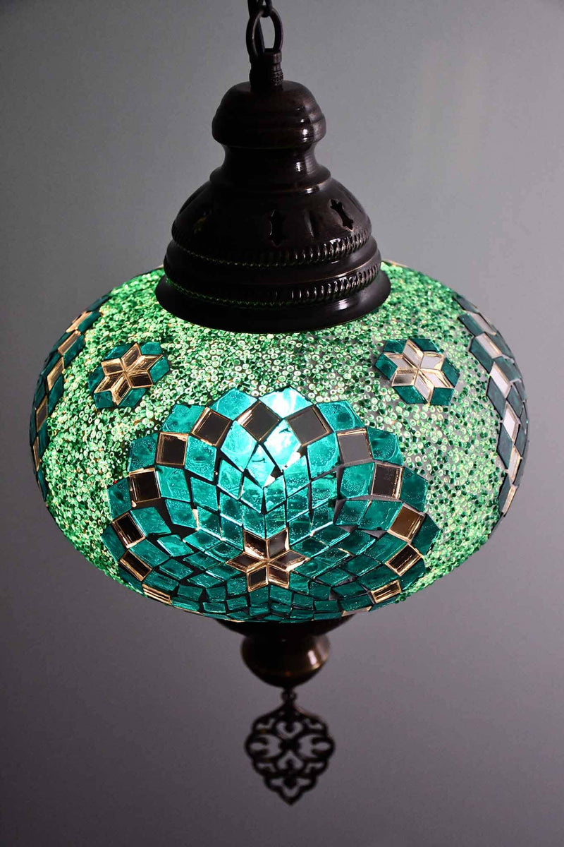 Turkish Pendant Light Sea Green Mosaic Star Pattern B4 Lighting Sydney Grand Bazaar 
