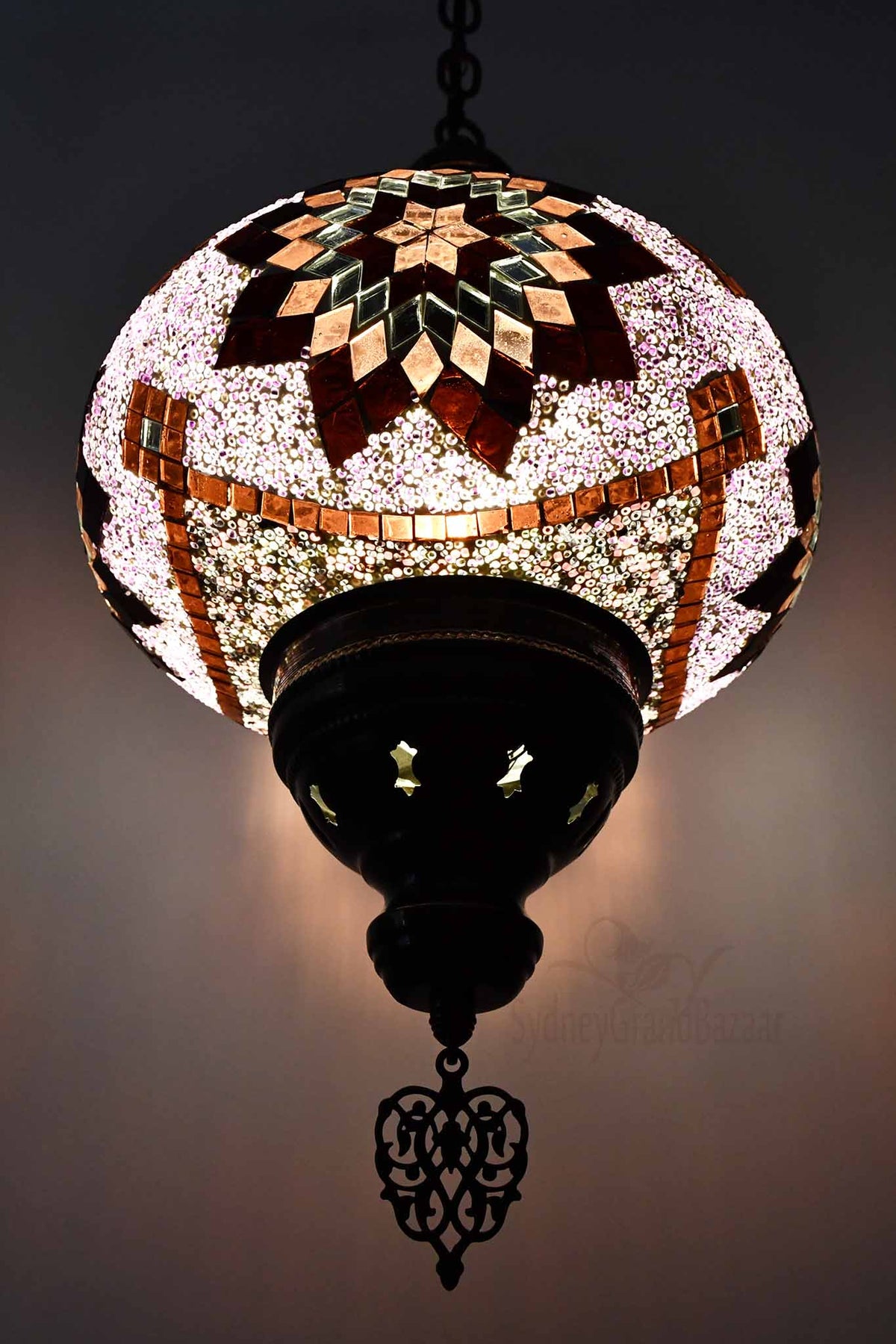 Turkish Pendant Light Star Beads Pink Maroon B4 Lighting Sydney Grand Bazaar 