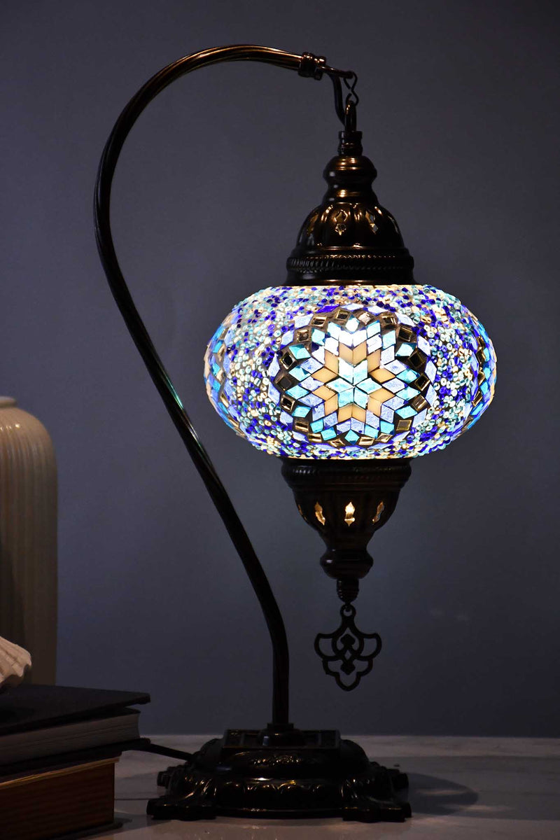 Turkish Table Lamp Beads Round Star Blue Lighting Sydney Grand Bazaar 