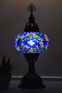 Turkish Table Lamp Blue Mosaic Diamonds Lighting Sydney Grand Bazaar 