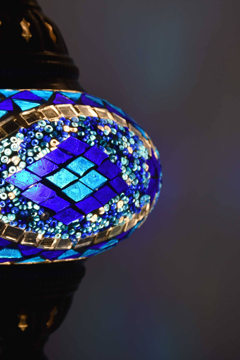 Turkish Table Lamp Blue Mosaic Diamonds Lighting Sydney Grand Bazaar 