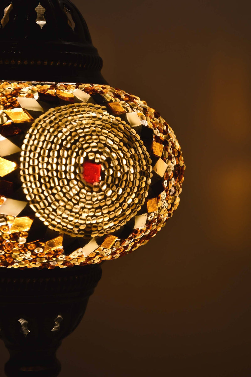 Turkish Table Lamp Golden Brown Circle Beads Lighting Sydney Grand Bazaar 