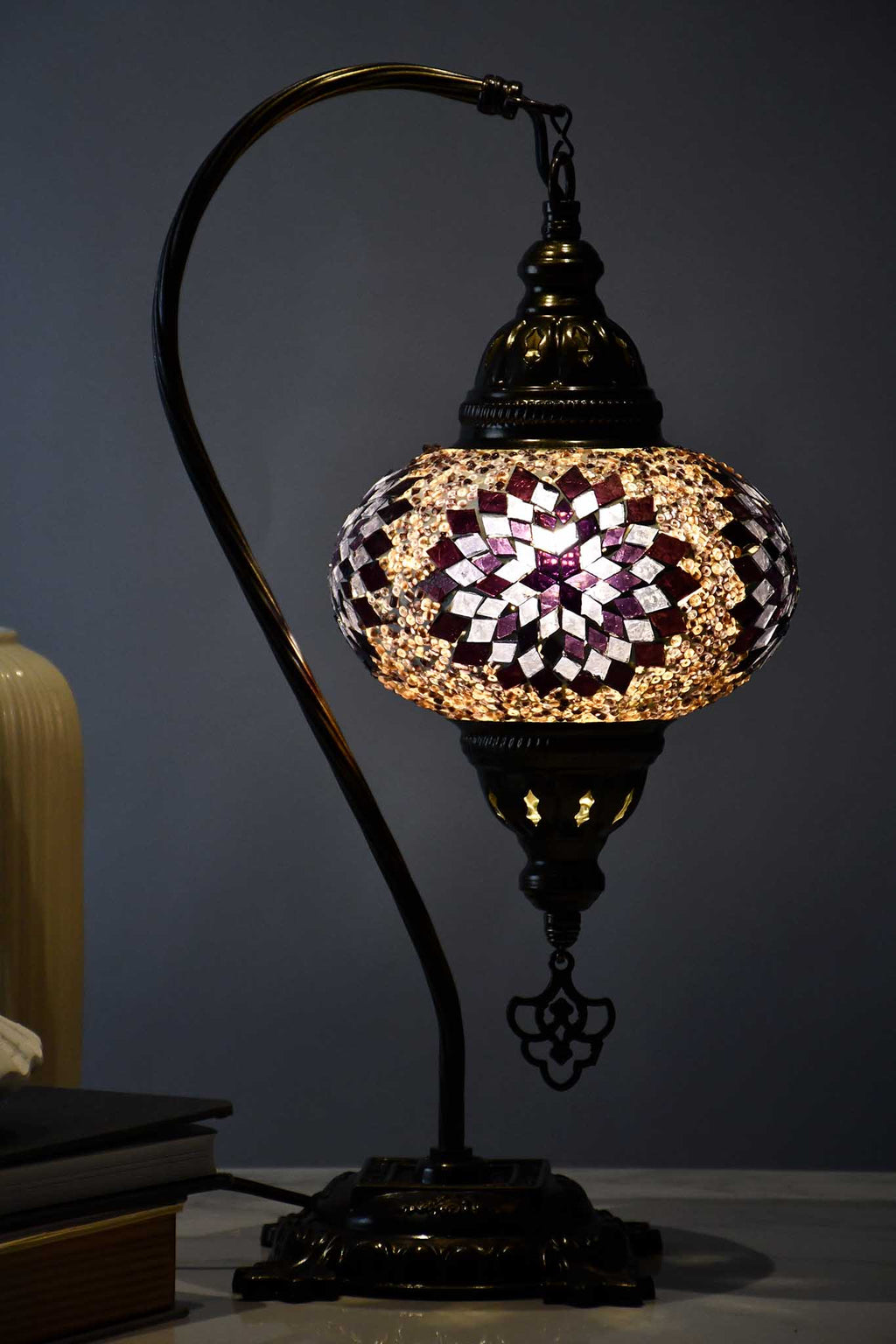 Turkish Table Lamp Hanging Beads Star Purple Maroon Lighting Sydney Grand Bazaar 