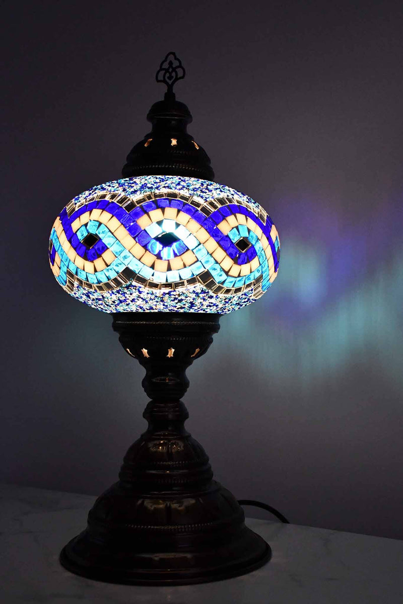 Turkish Table Lamp Large Blue Infinity Beads Lighting Sydney Grand Bazaar 