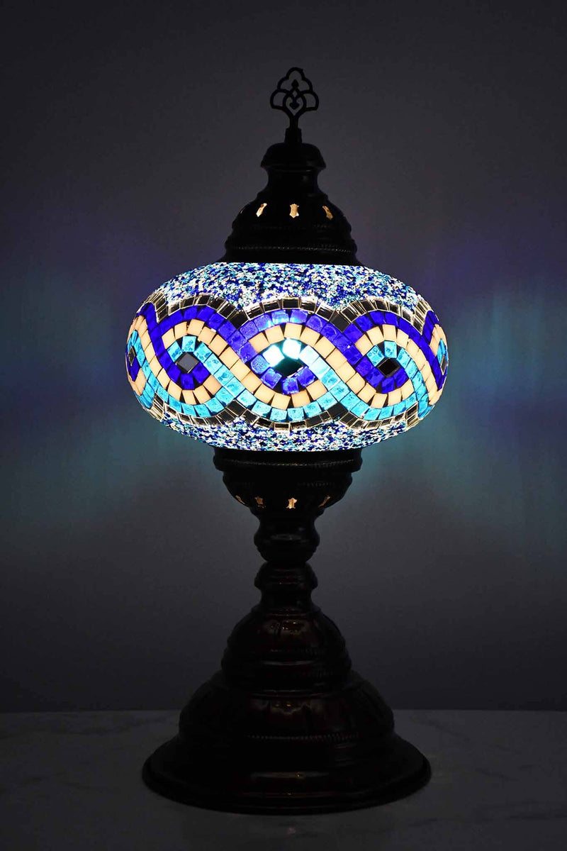 Turkish Table Lamp Large Blue Infinity Beads Lighting Sydney Grand Bazaar 
