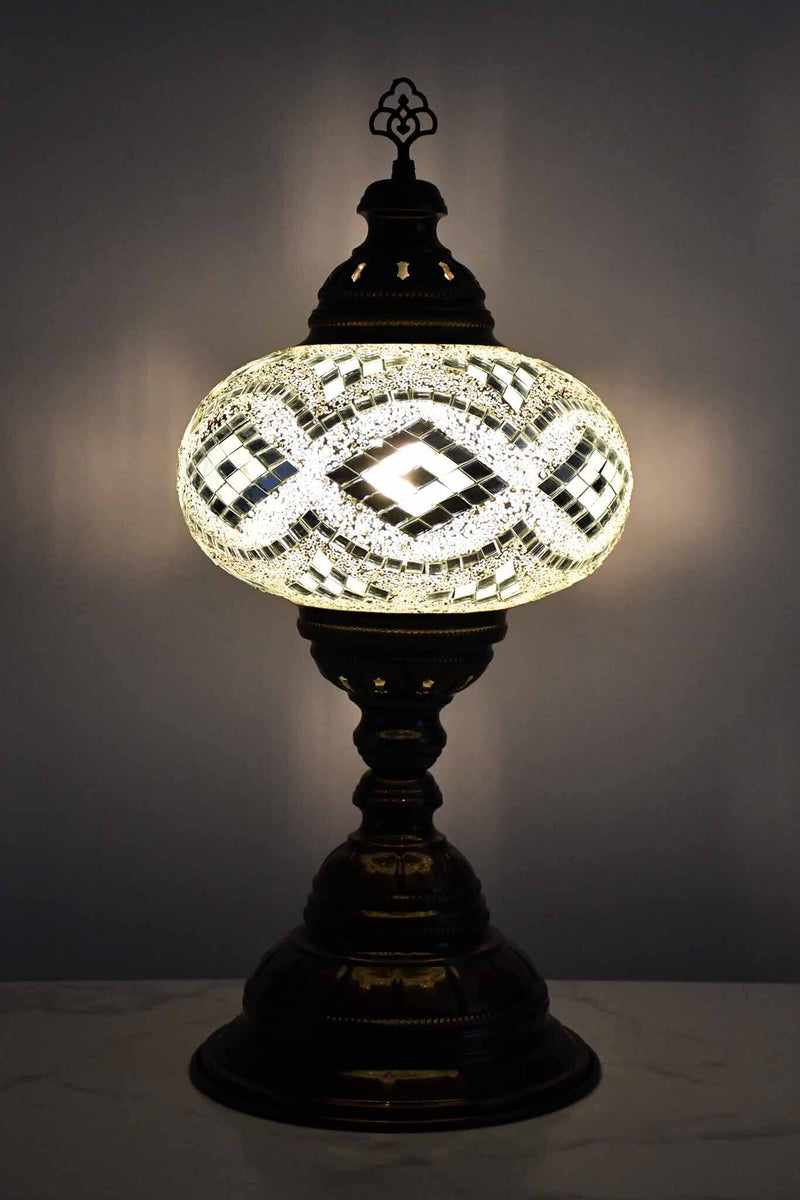 Turkish Table Lamp Large Clear White Aztec Lighting Sydney Grand Bazaar 