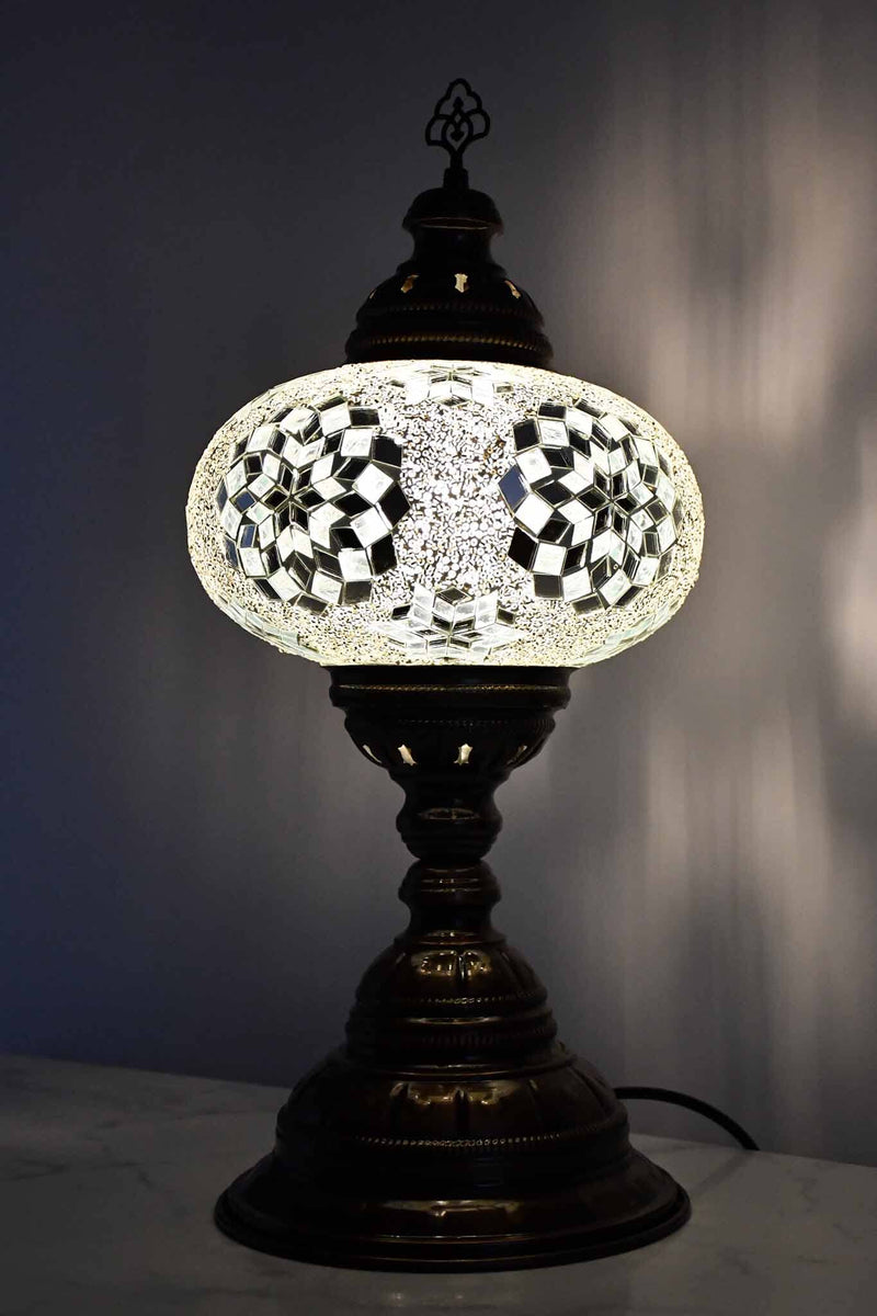 Turkish Table Lamp Large Clear White Beads Star Lighting Sydney Grand Bazaar 