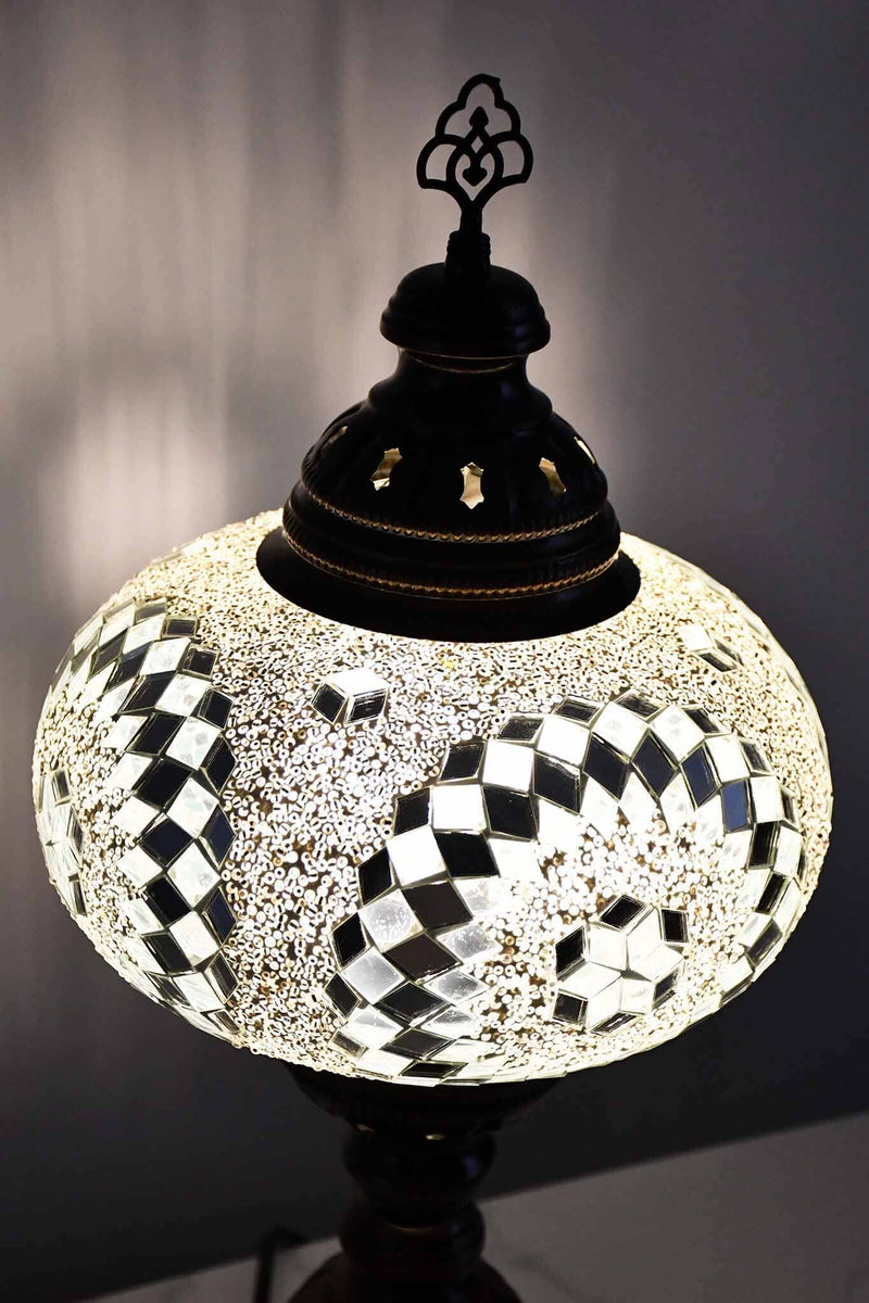 Turkish Table Lamp Large Clear White Round Beads Star Lighting Sydney Grand Bazaar 