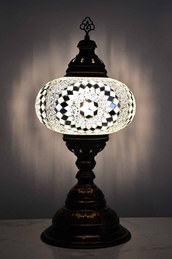 Turkish Table Lamp Large Clear White Round Beads Star Lighting Sydney Grand Bazaar 