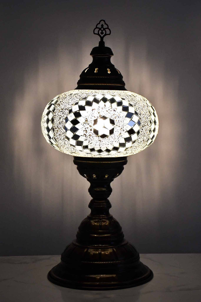 Turkish Table Lamp Large Multicoloured Teal Star Beads
