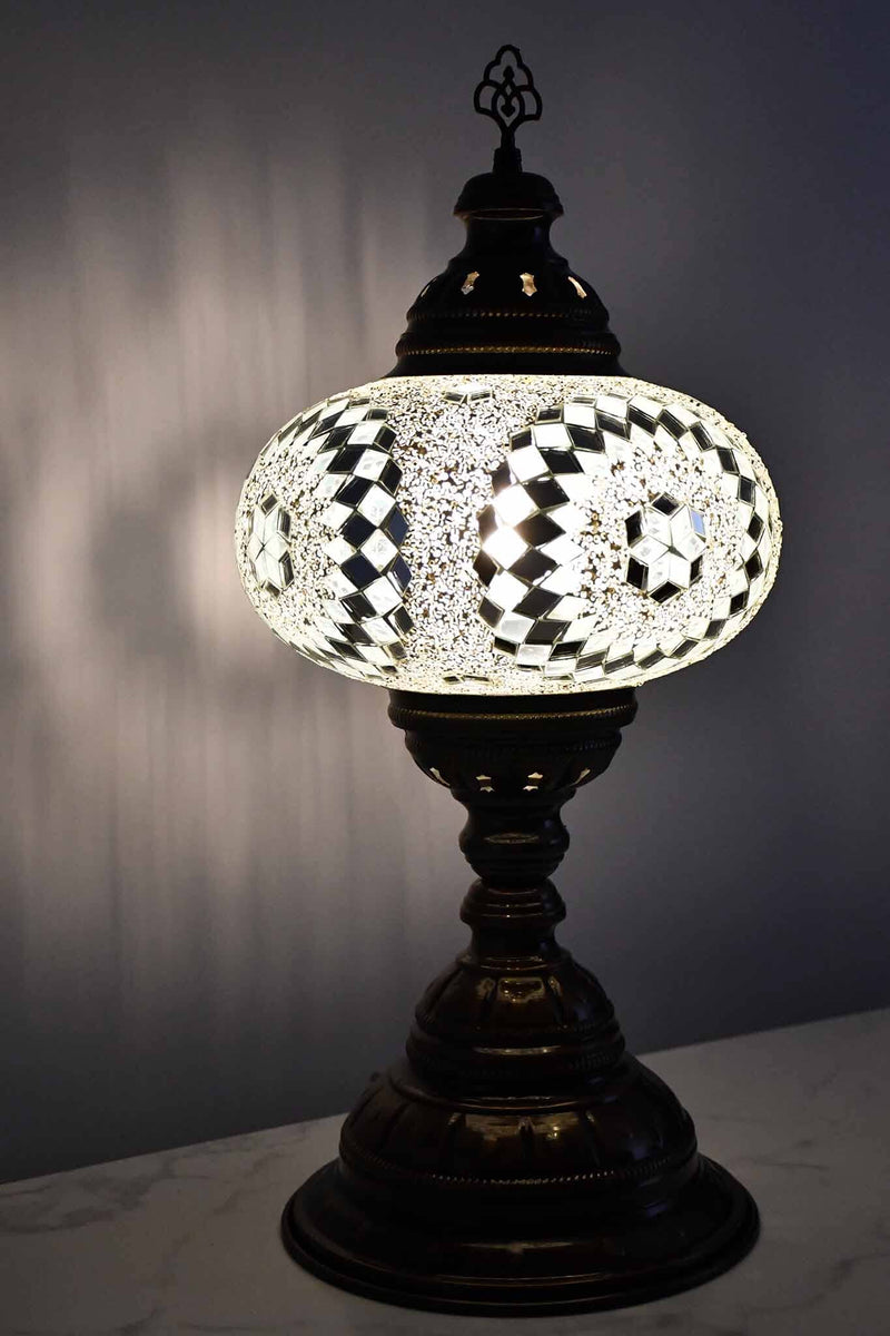 Turkish Table Lamp Large Clear White Round Beads Star Lighting Sydney Grand Bazaar 