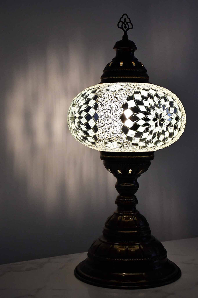 Turkish Table Lamp Large Clear White Round Star Lighting Sydney Grand Bazaar 