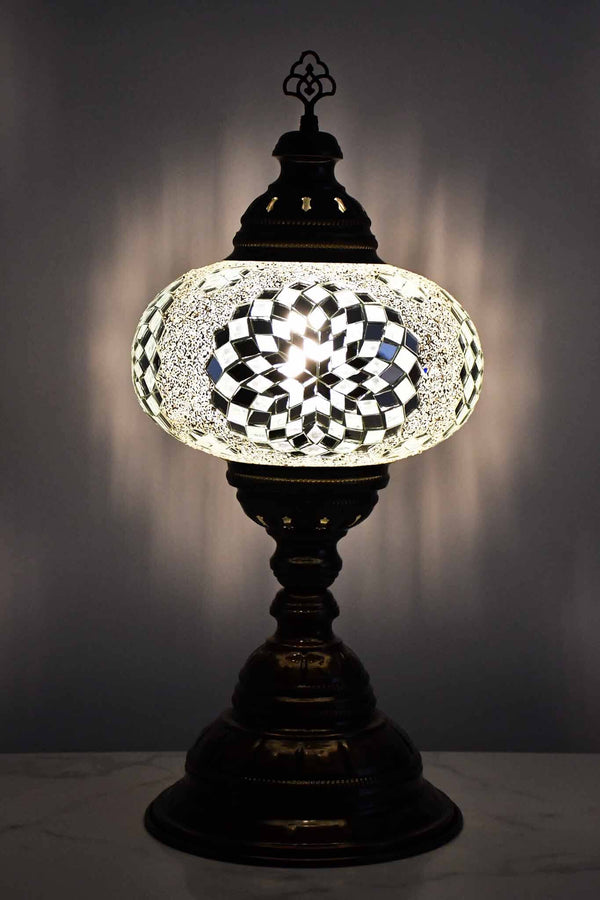 Turkish Table Lamp Large Clear White Round Star Lighting Sydney Grand Bazaar 