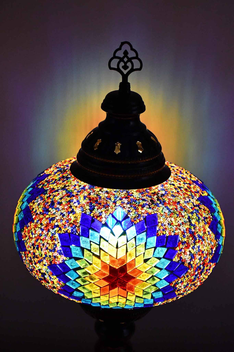 Turkish Table Lamp Large Colourful Blue Edge Star Lighting Sydney Grand Bazaar 
