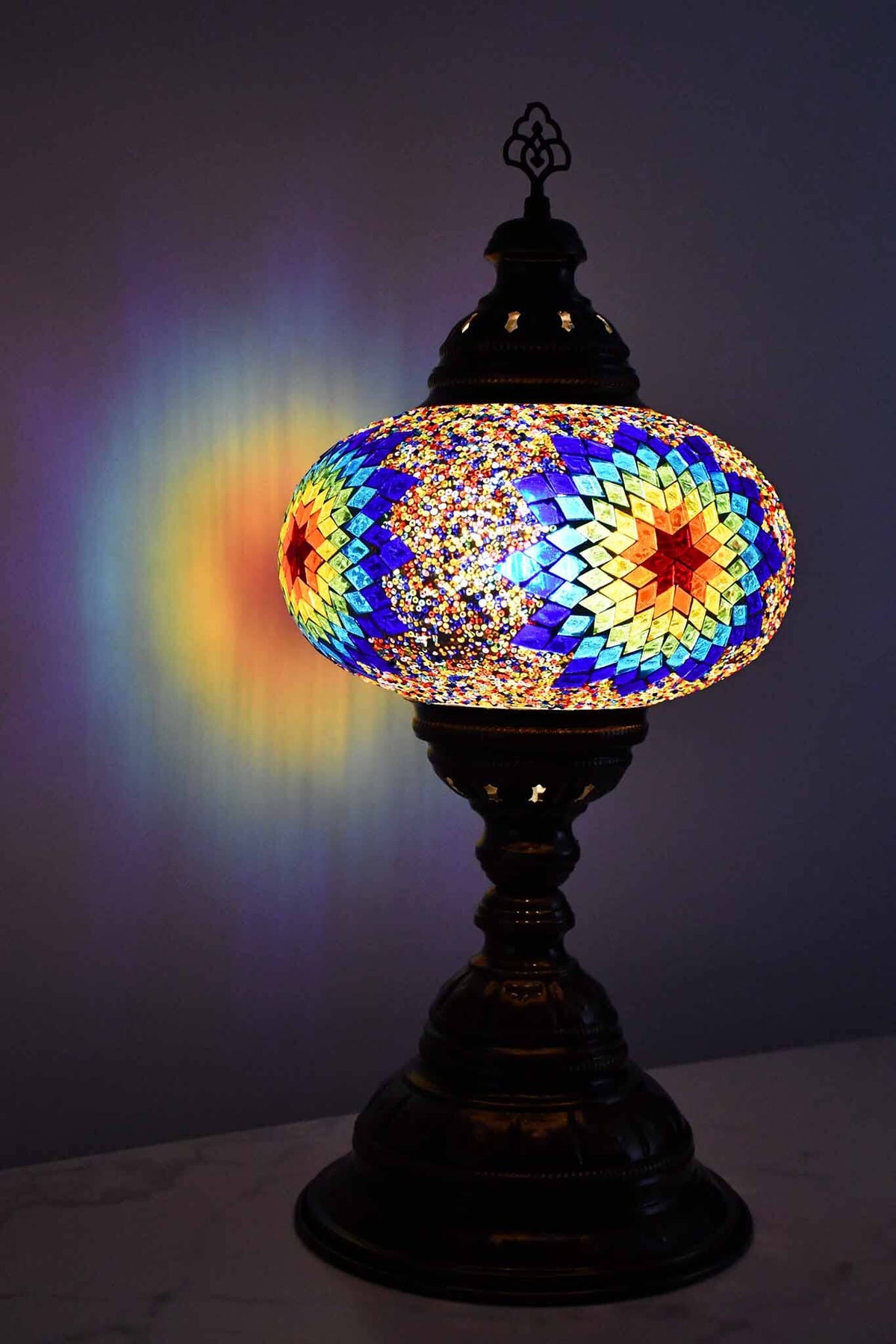 Turkish Table Lamp Large Colourful Blue Edge Star Lighting Sydney Grand Bazaar 