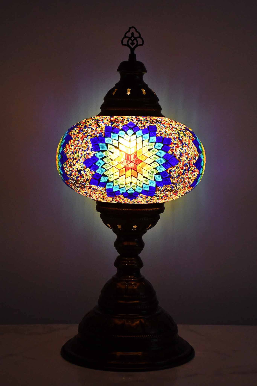 Turkish Table Lamp Large Colourful Blue Edge Star Lighting Sydney Grand Bazaar 