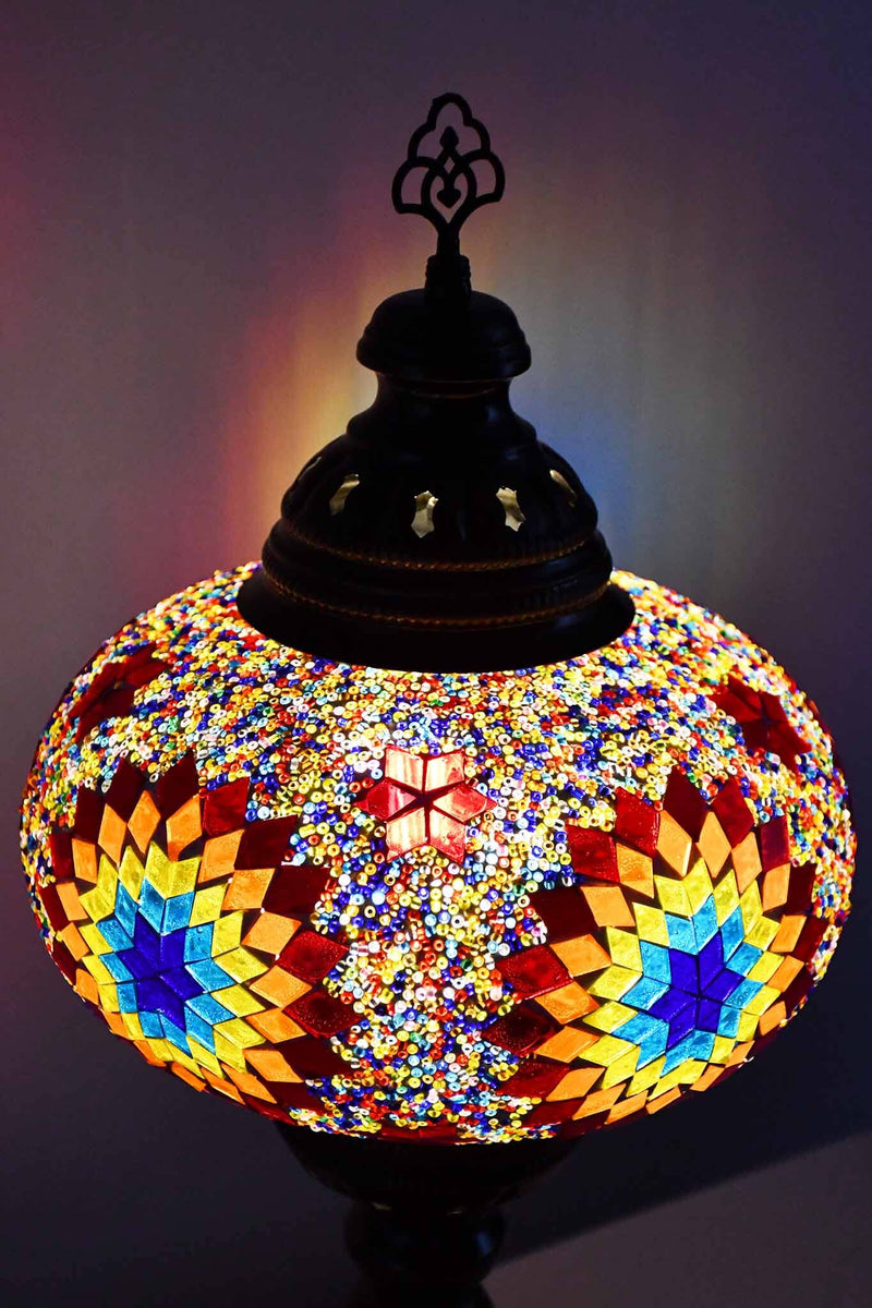 Turkish Table Lamp Large Colourful Rainbow Beads Star Lighting Sydney Grand Bazaar 