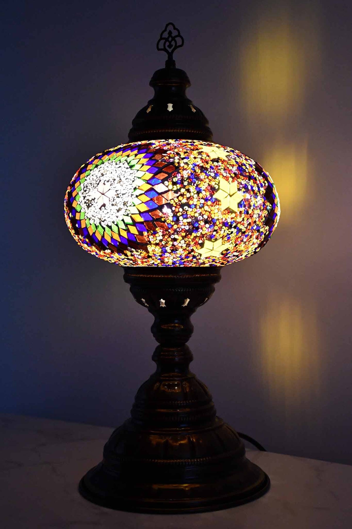 Turkish Table Lamp Large Colourful Round White Star Lighting Sydney Grand Bazaar 