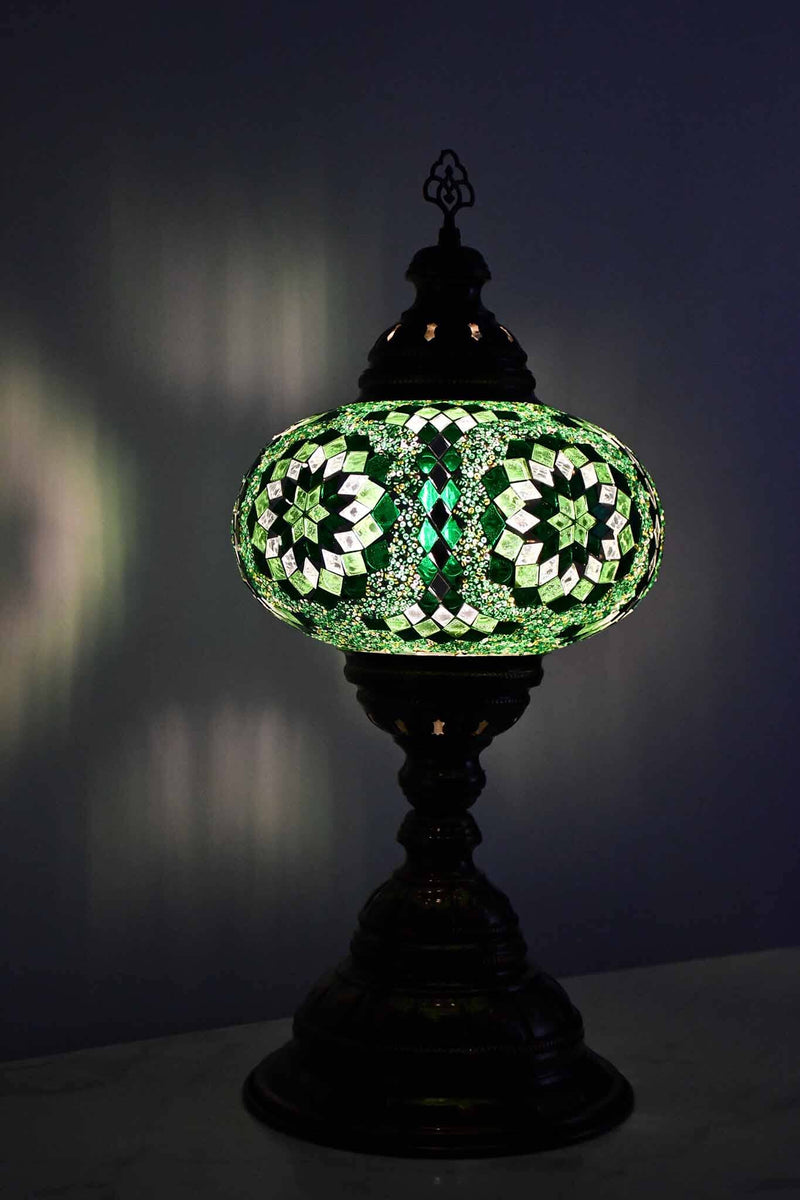 Turkish Table Lamp Large Green Round Star Lighting Sydney Grand Bazaar 