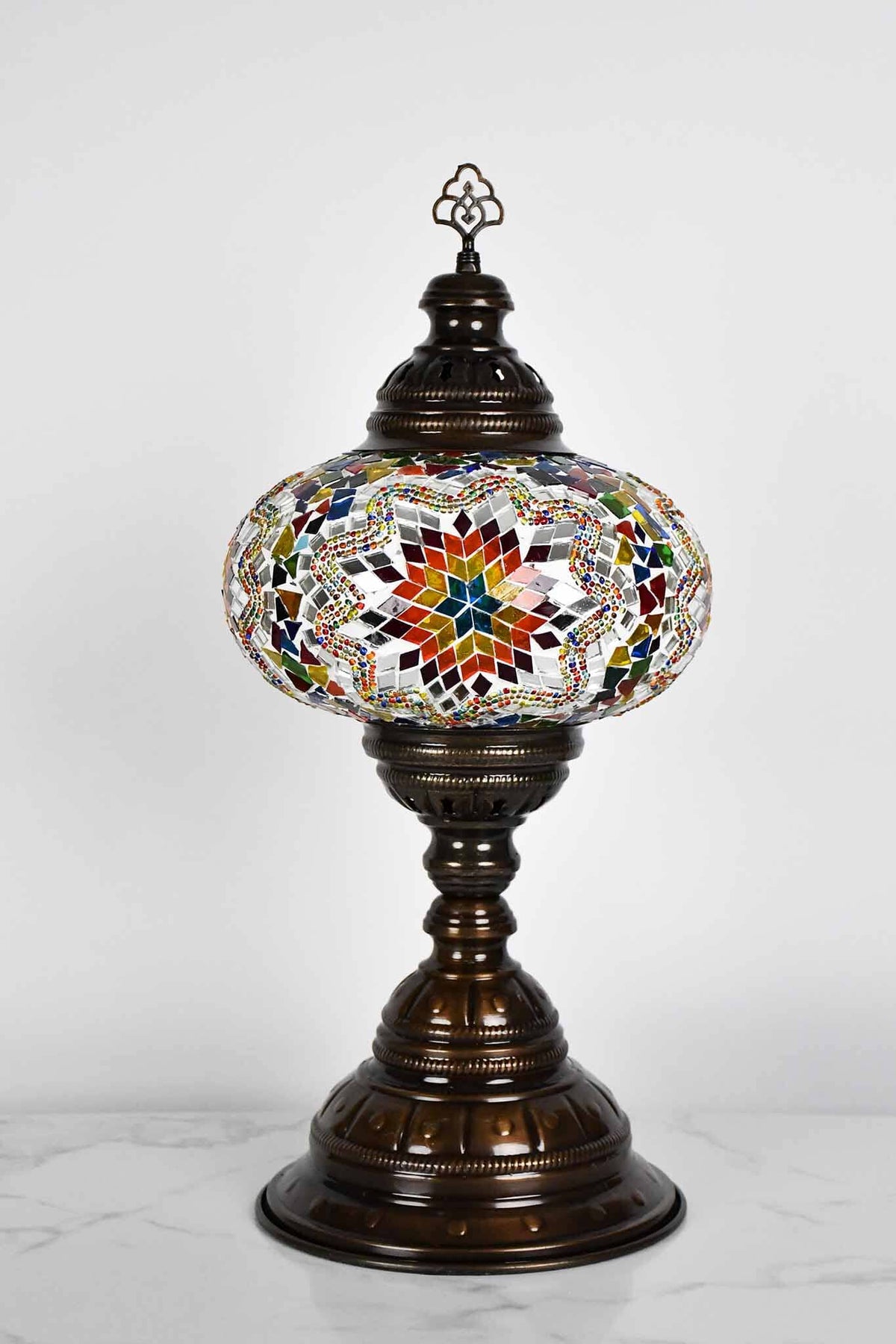 Turkish Table Lamp Large Multicolour Mosaic Star Lighting Sydney Grand Bazaar 