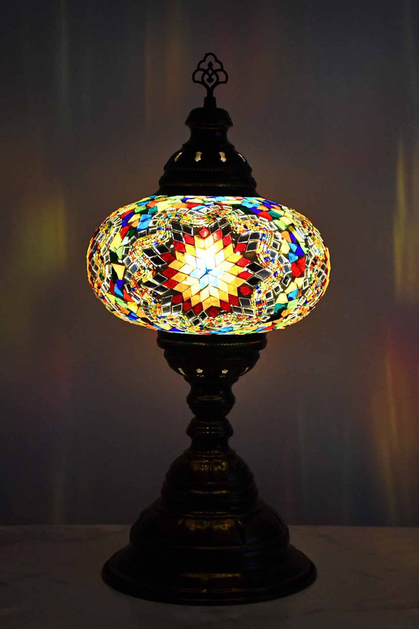 Turkish Table Lamp Large Multicolour Mosaic Star Lighting Sydney Grand Bazaar 