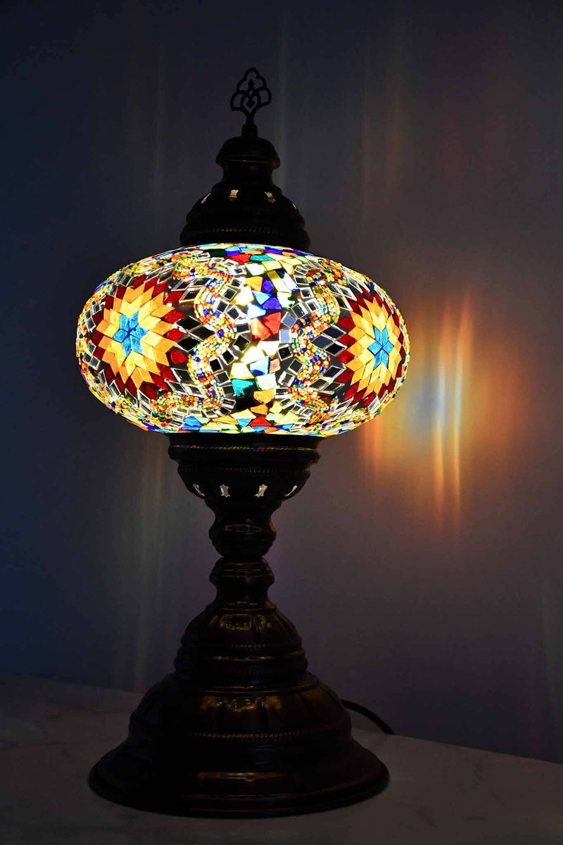 Turkish Table Lamp Large Multicolour Mosaic Star Lighting Sydney Grand Bazaar 