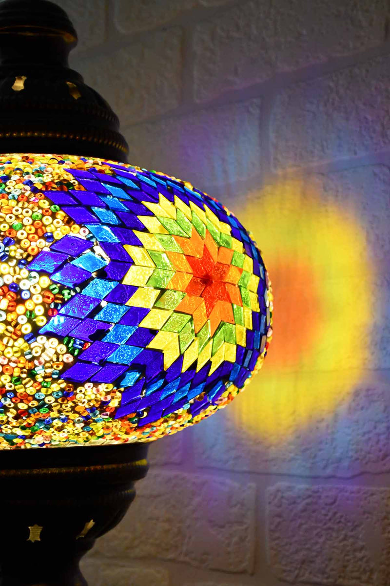 Turkish Table Lamp Large Multicoloured Blue Star Beads Lighting Sydney Grand Bazaar 