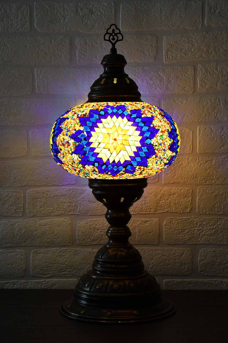 Turkish Table Lamp Large Multicoloured Blue Star Beads Lighting Sydney Grand Bazaar 