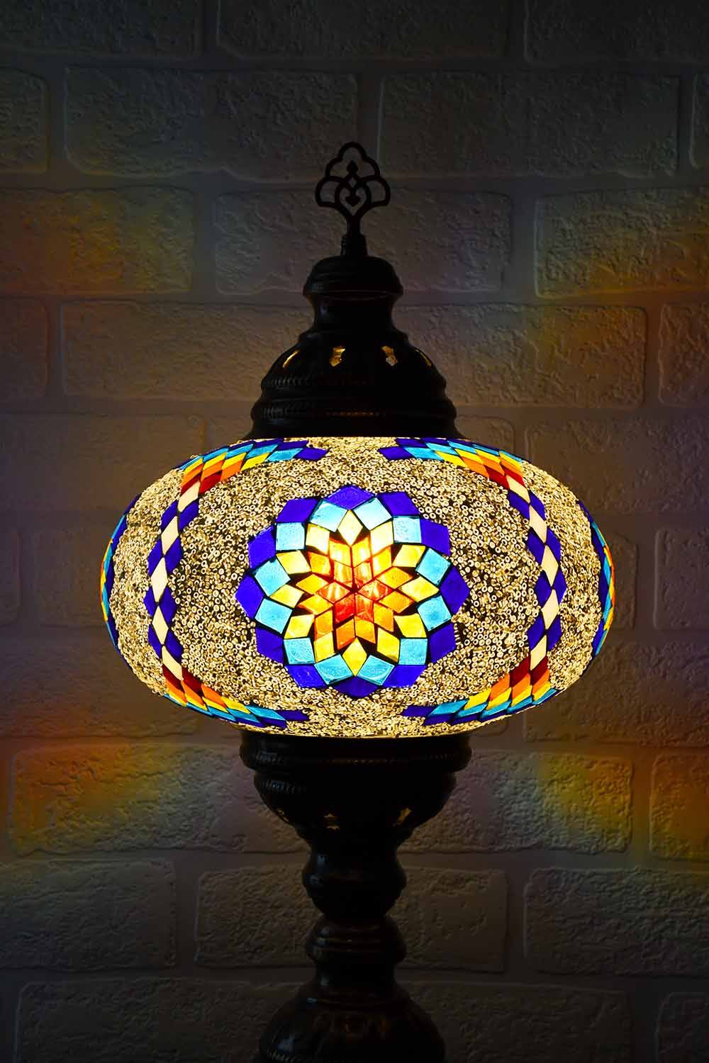 Turkish Table Lamp Large Multicoloured Fancy Star 2 Lighting Sydney Grand Bazaar 